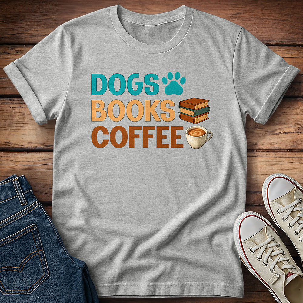 Dogs Books Coffee T-Shirt