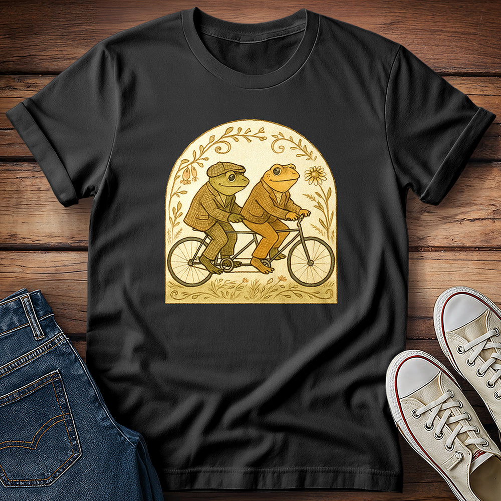 Cottagecore Frogs Riding Tandem T-Shirt