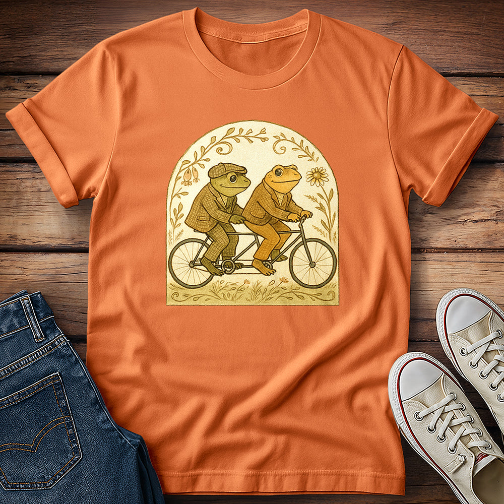 Cottagecore Frogs Riding Tandem T-Shirt