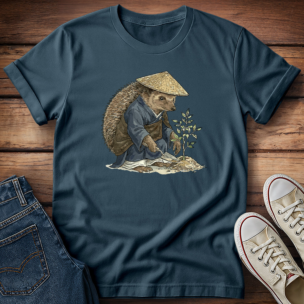 Tiny Hedgehog Gardener, Big Zen T-Shirt