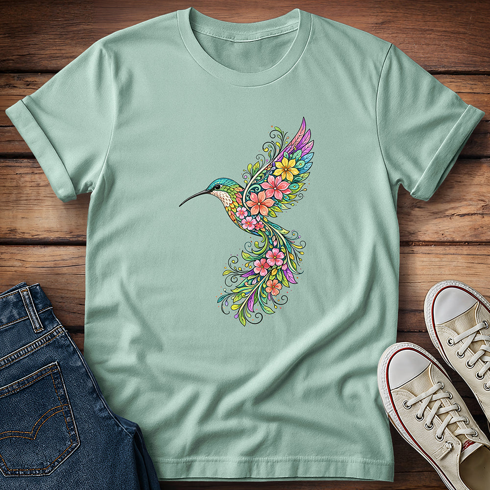 Floral Symphony Hummingbird T-Shirt