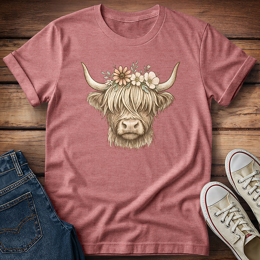 Flowery Highland Cow T-Shirt