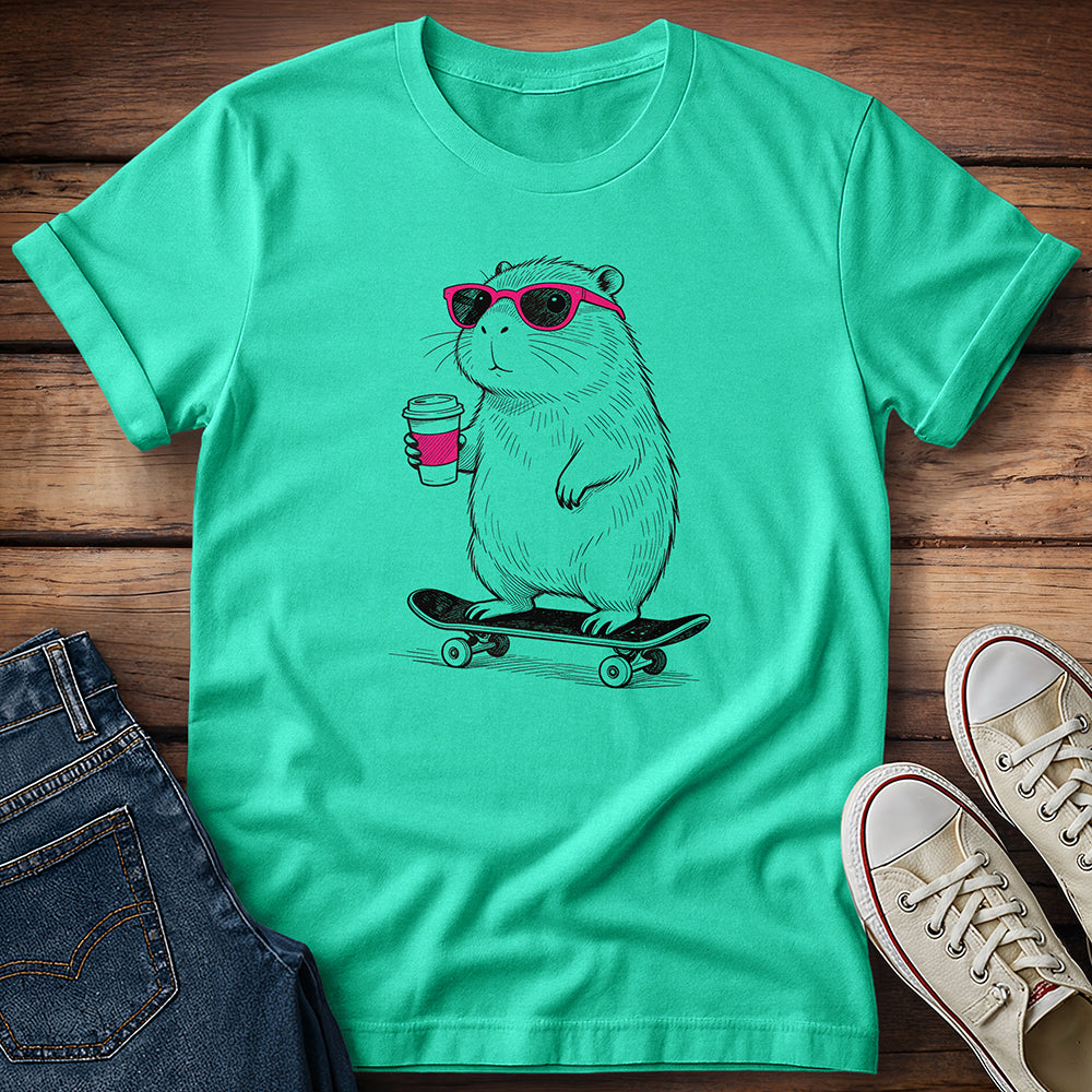 Capybara - Sip, Shred & See Pink T-Shirt