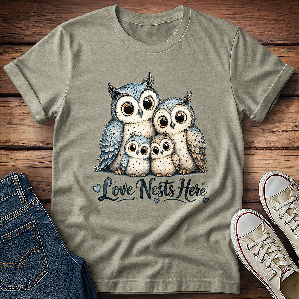 Owl Family - Love Nests Here T-Shirt