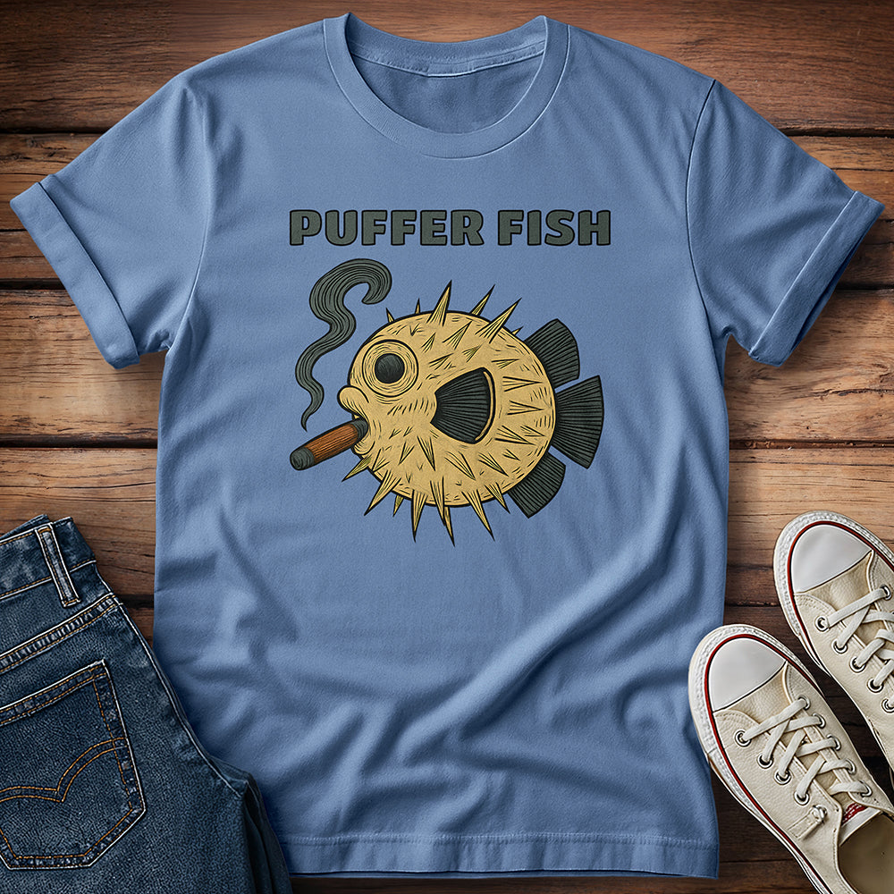 Puffer Fish Cigar Text T-Shirt