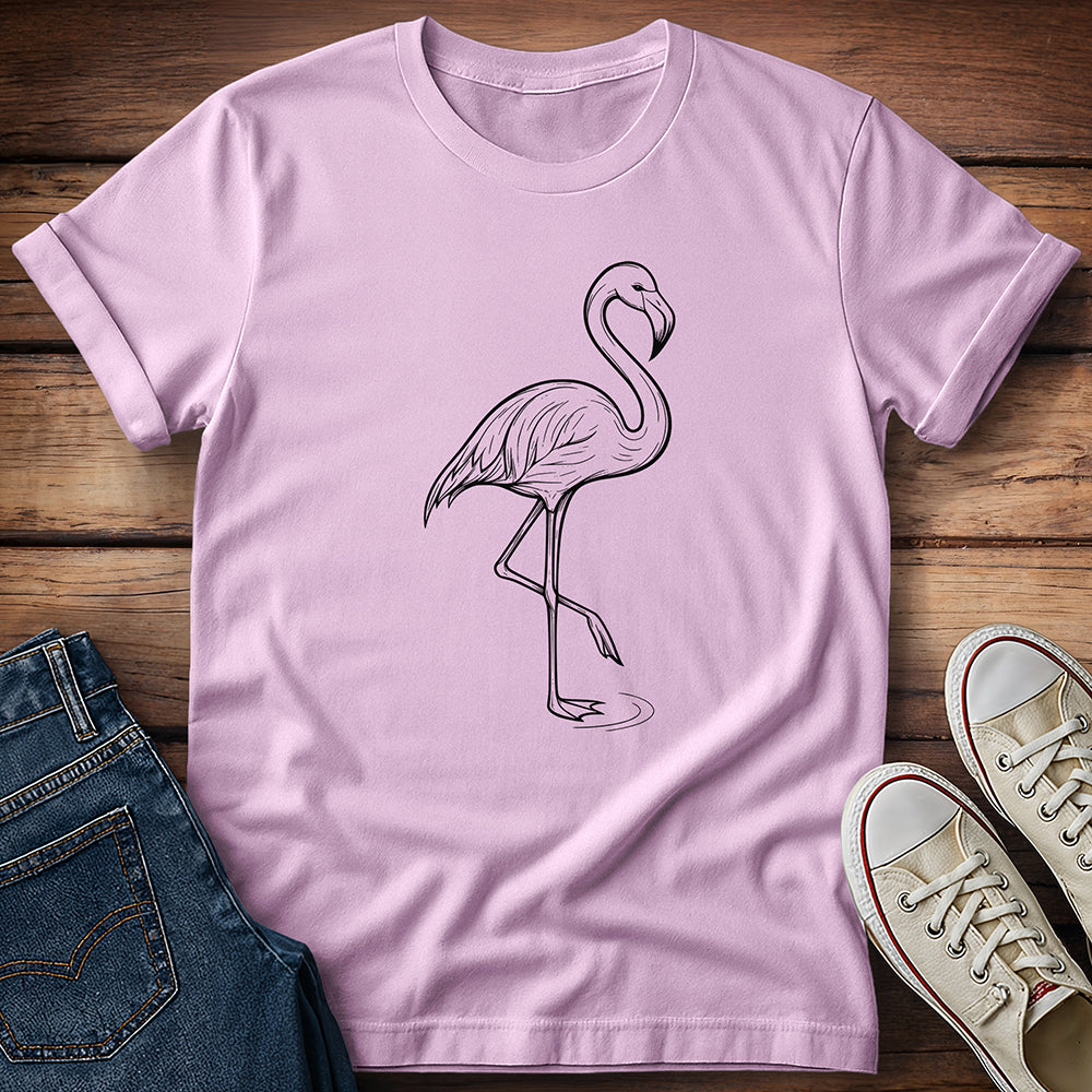 Flamingo Line Art T-Shirt