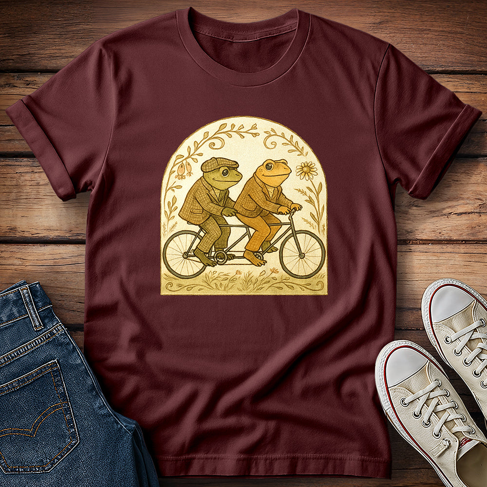 Cottagecore Frogs Riding Tandem T-Shirt