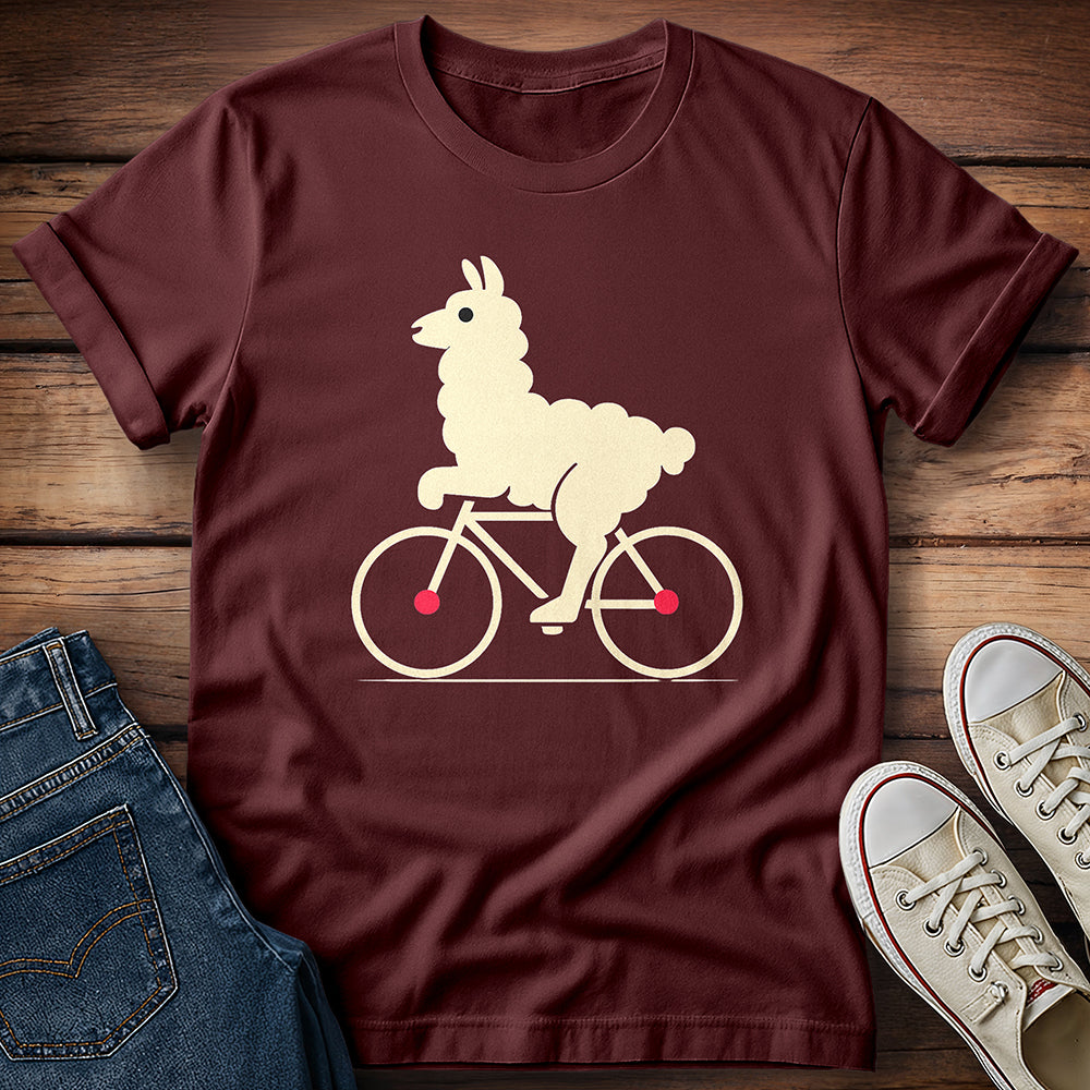 Fluffy Llama On Bike T-Shirt