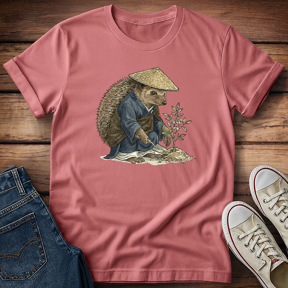 Tiny Hedgehog Gardener, Big Zen T-Shirt