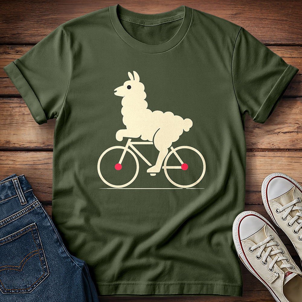 Fluffy Llama On Bike T-Shirt