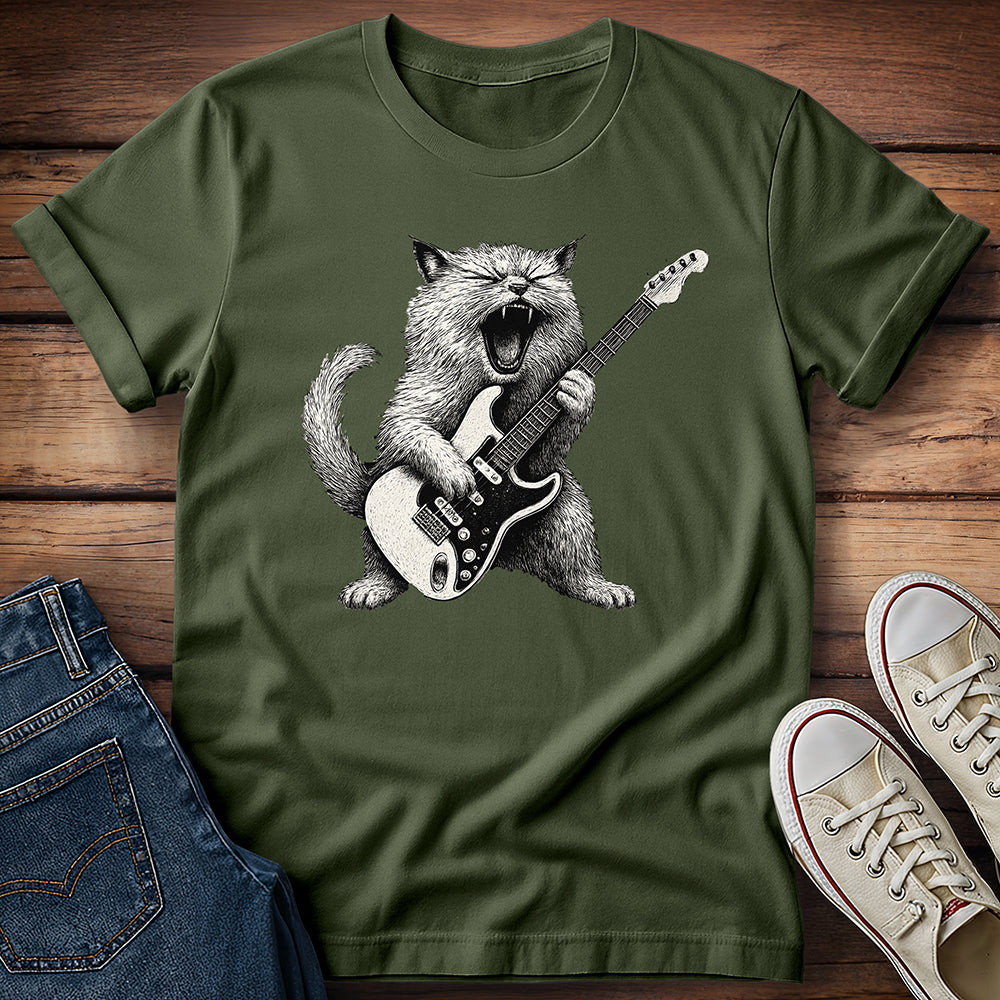 Persian Cat Playing Electric Guitar T-Shirt