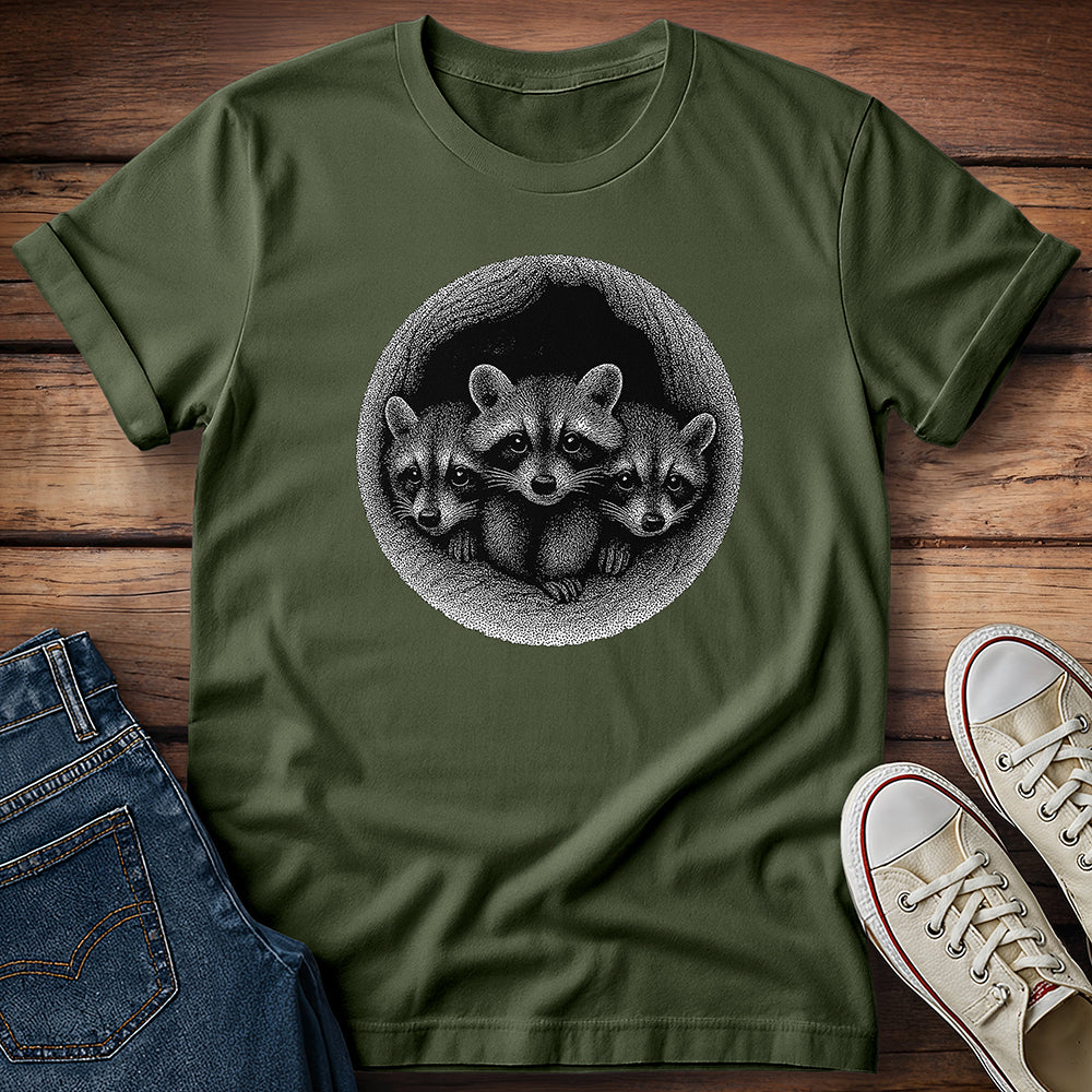 Raccoon Kits in Tree T-Shirt