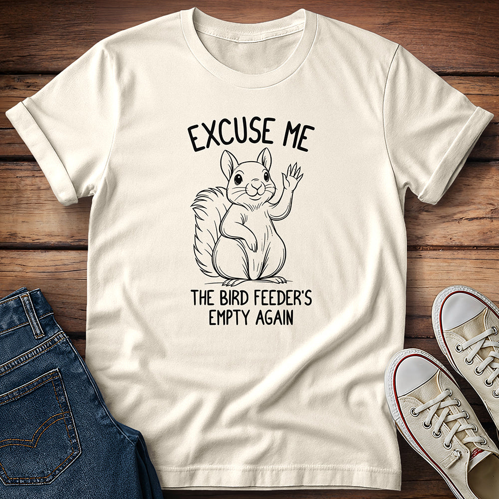 Squirrel - Excuse Me - Black T-Shirt