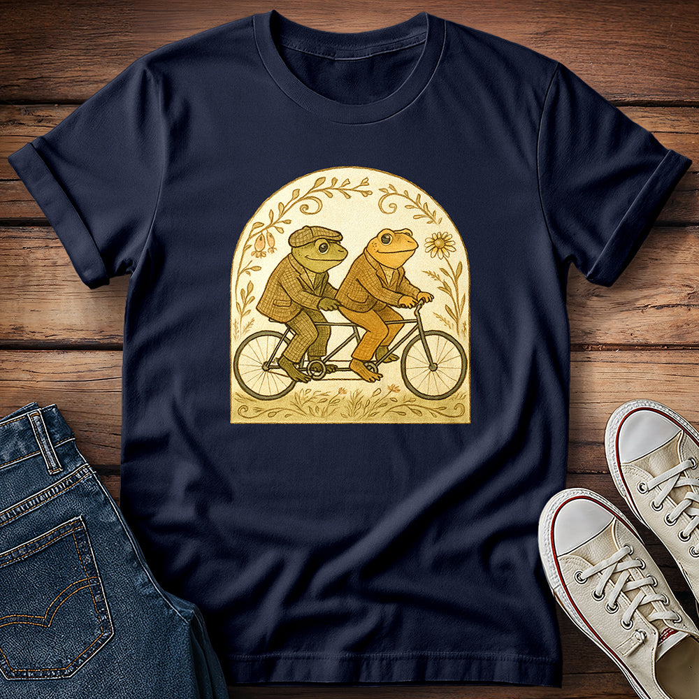Cottagecore Frogs Riding Tandem T-Shirt