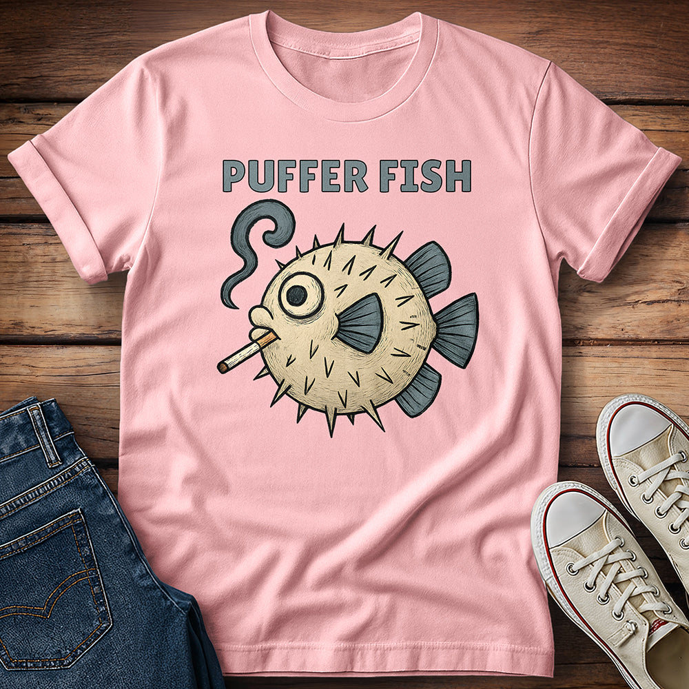 Puffer Fish Cigarette Text T-Shirt