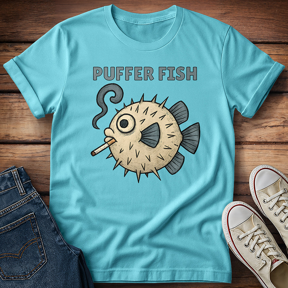 Puffer Fish Cigarette Text T-Shirt