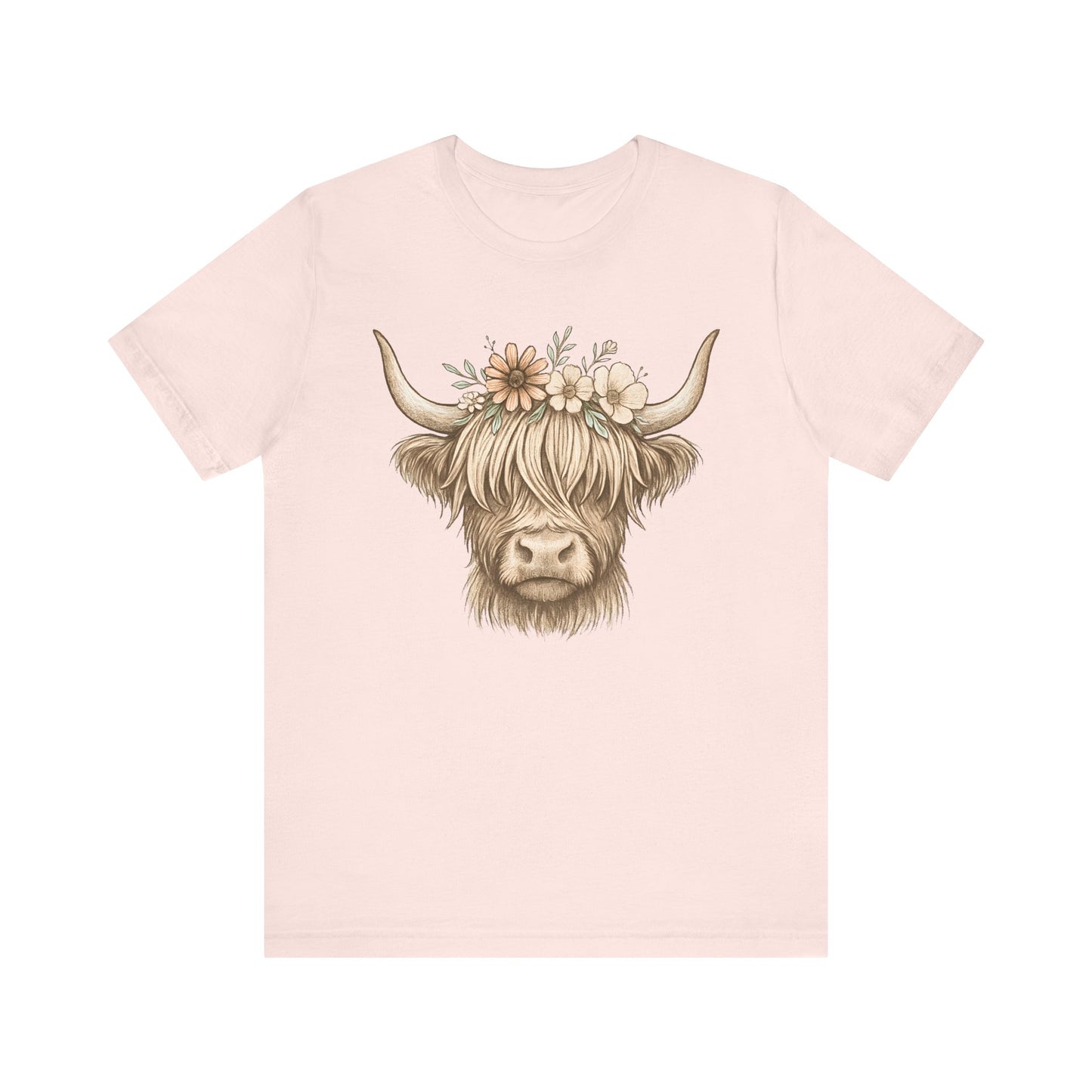 Flowery Highland Cow T-Shirt