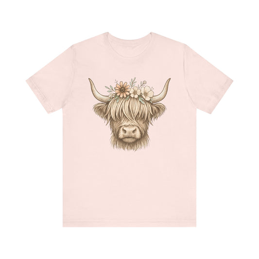 Flowery Highland Cow T-Shirt