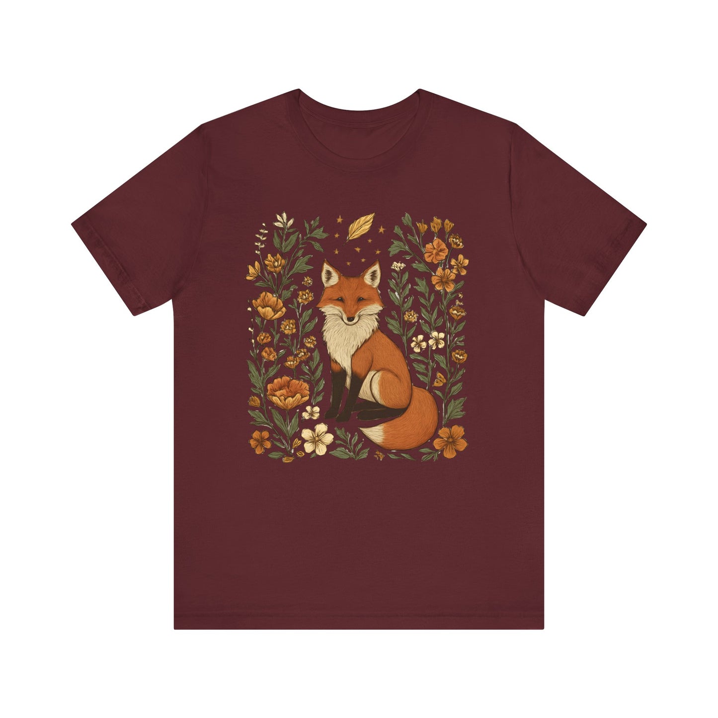 Whimsical Fox Surrounded by Autumn Blooms T- Shirt