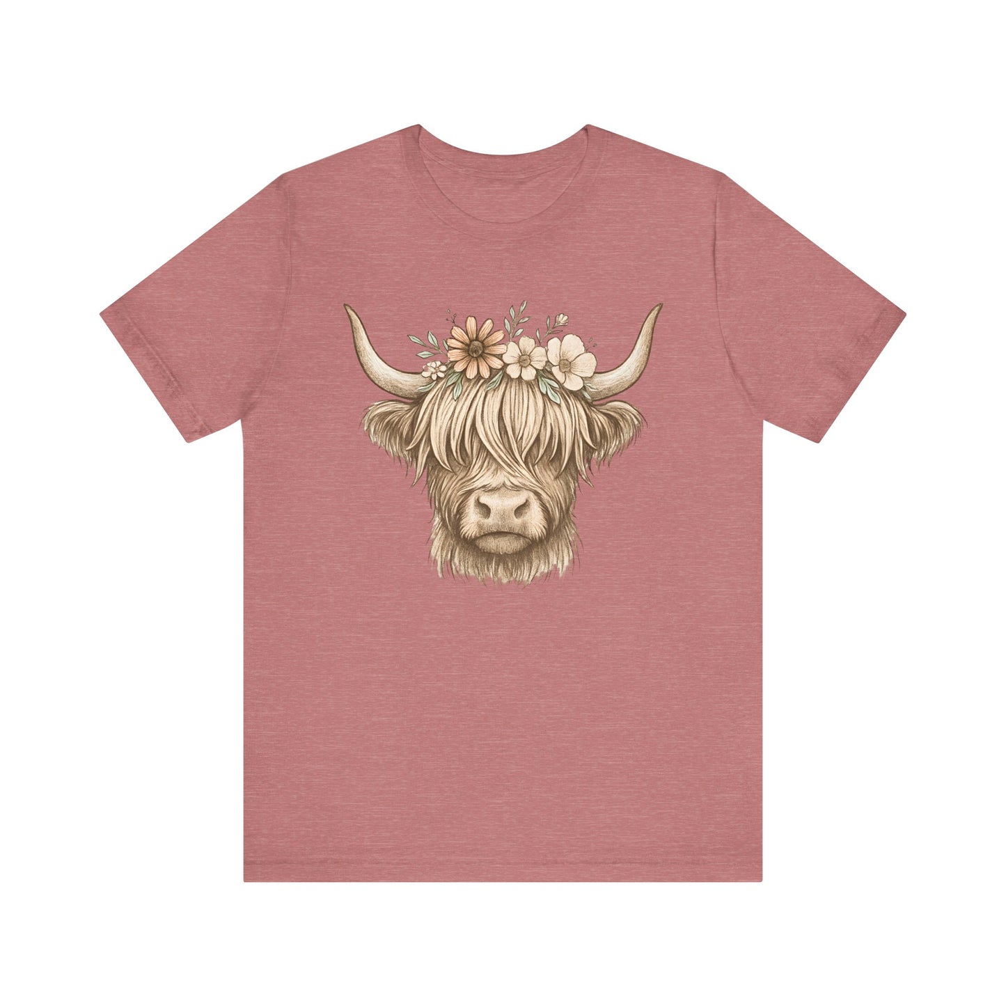 Flowery Highland Cow T-Shirt