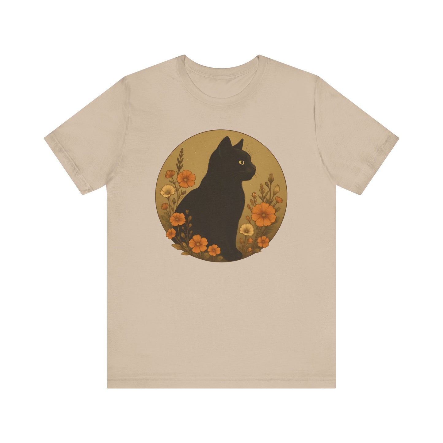 Black Cat Amidst Flowers T-Shirt