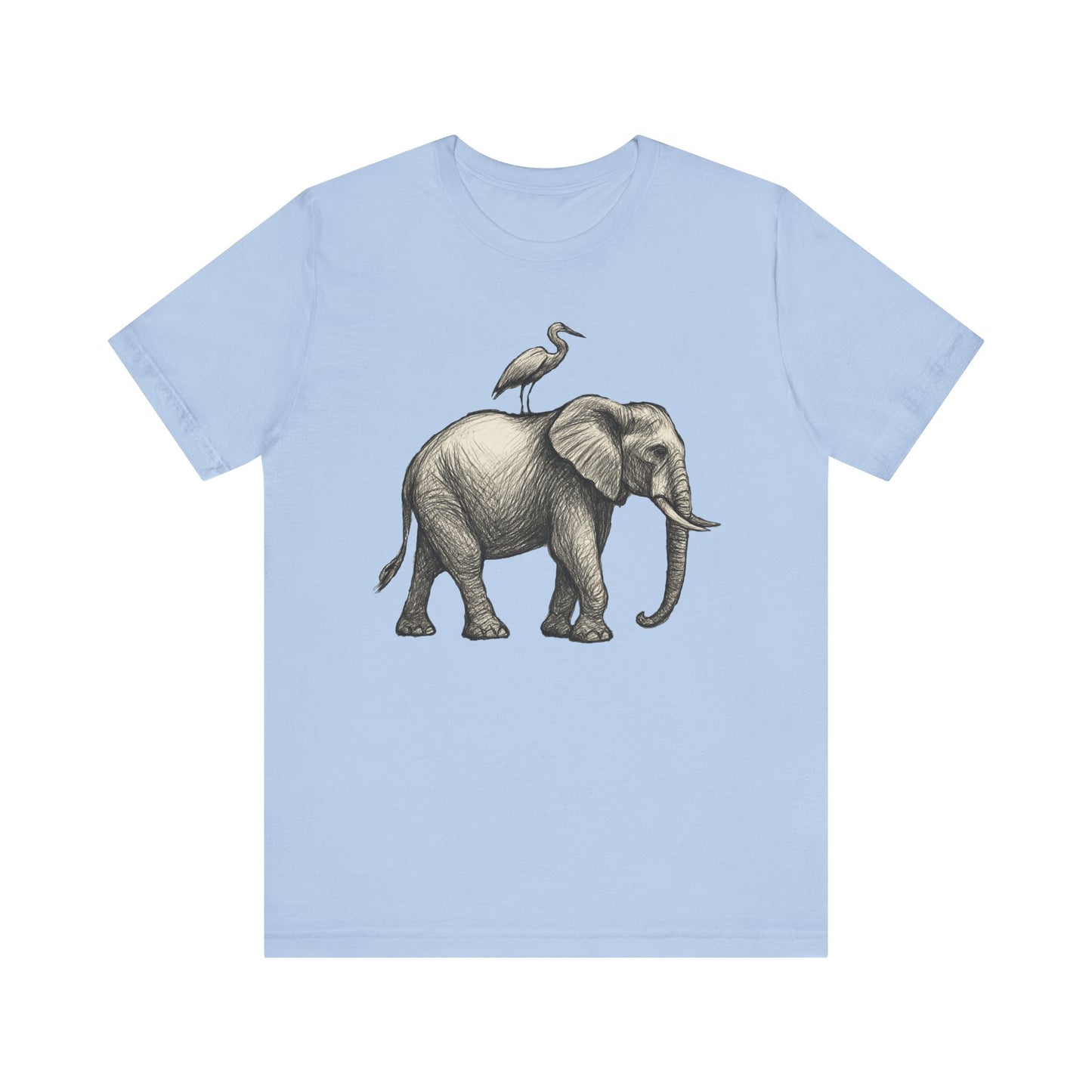 Elephant and Egret - Pastel T-Shirt