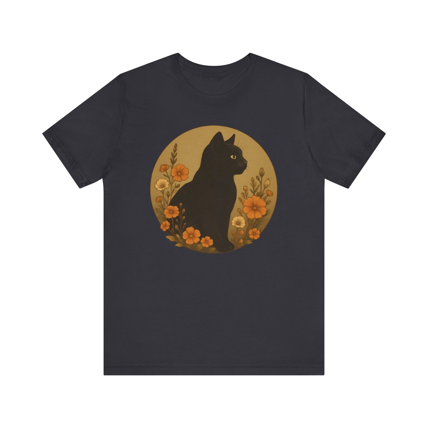 Black Cat Amidst Flowers T-Shirt