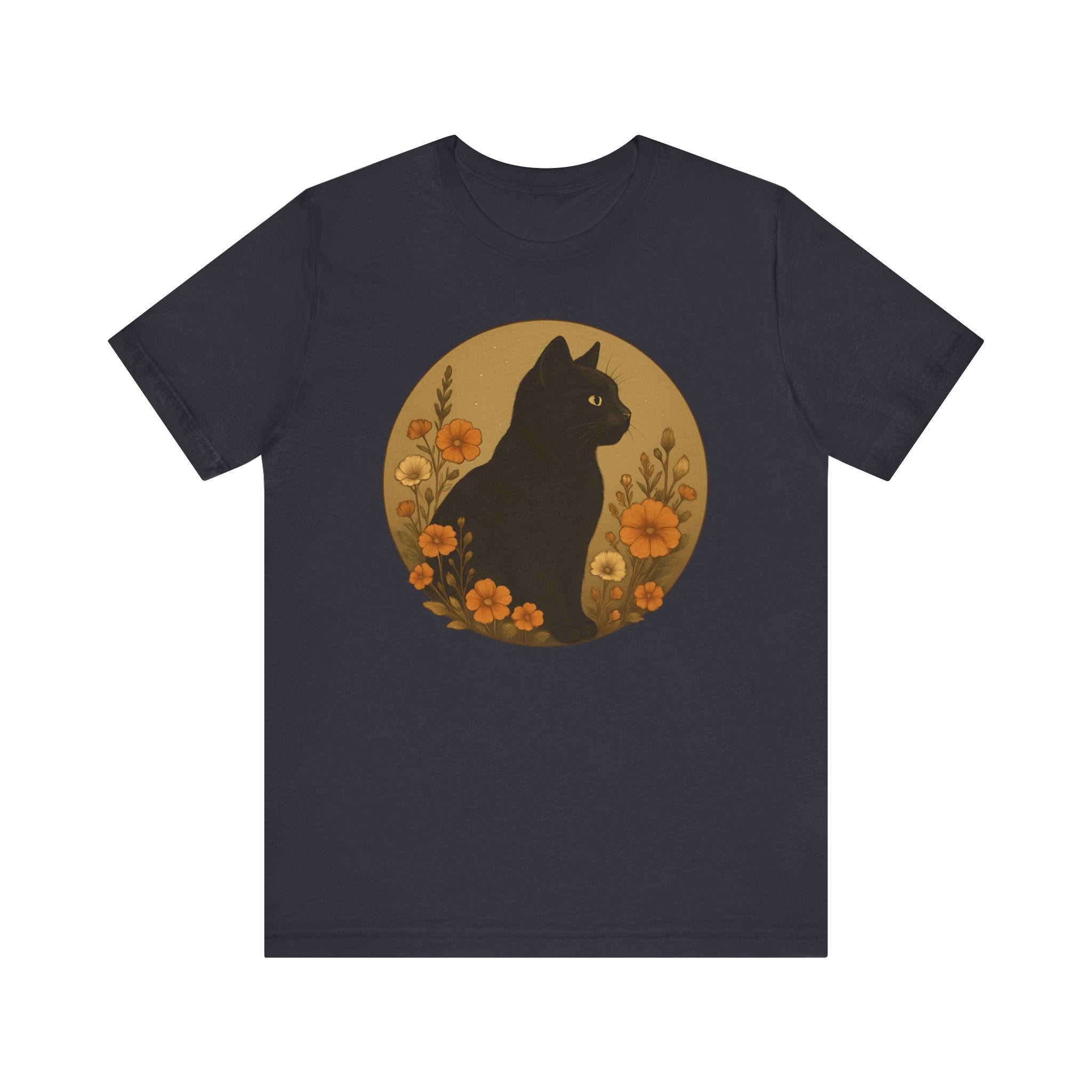 Black Cat Amidst Flowers T-Shirt