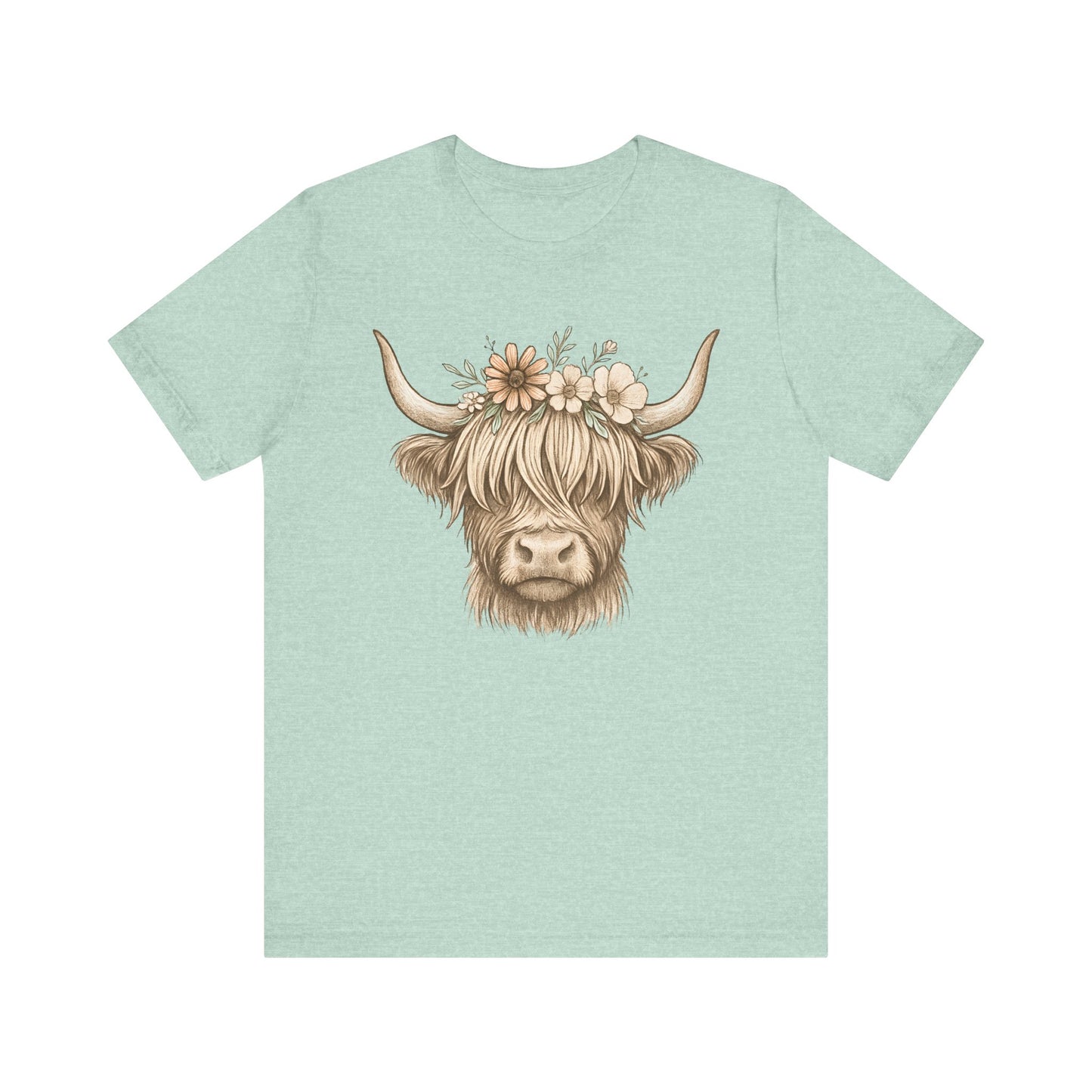 Flowery Highland Cow T-Shirt