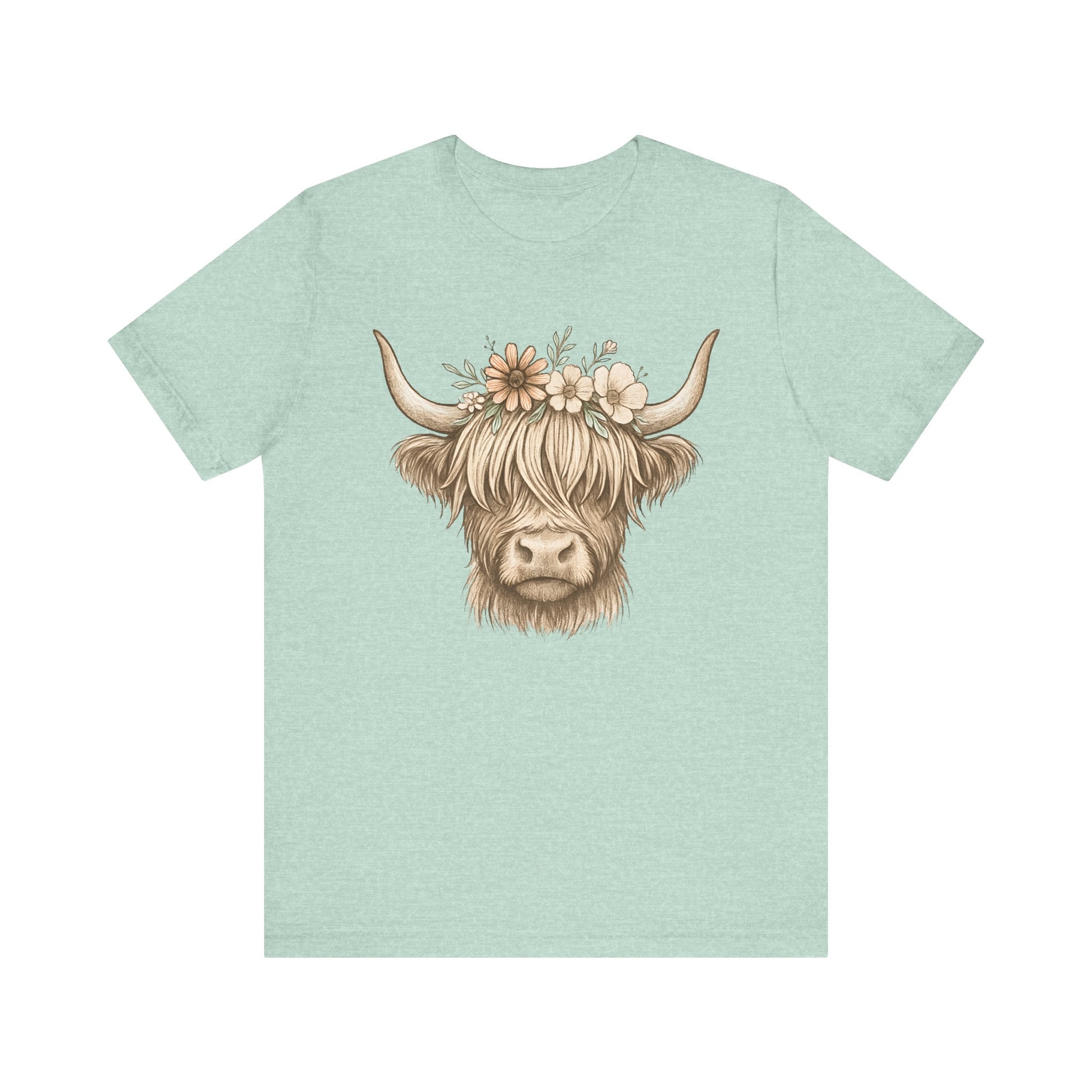 Flowery Highland Cow T-Shirt
