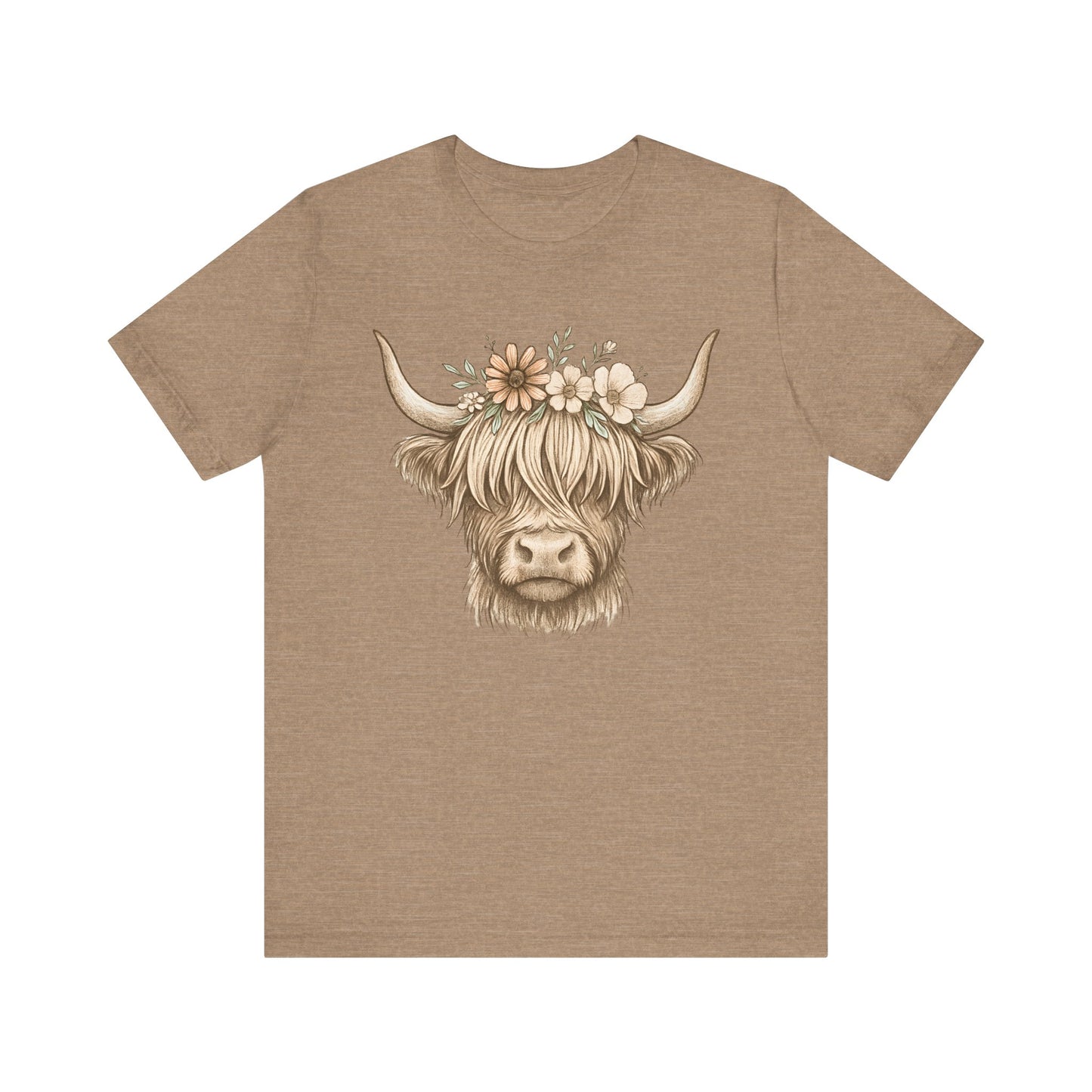 Flowery Highland Cow T-Shirt