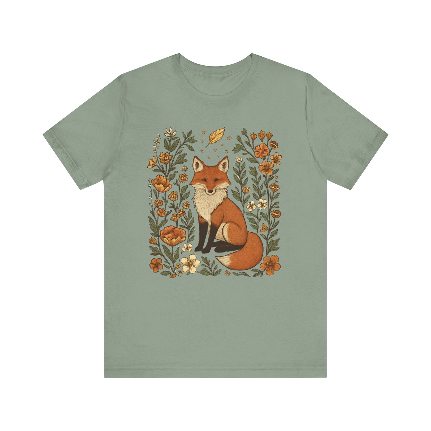 Whimsical Fox Surrounded by Autumn Blooms T- Shirt