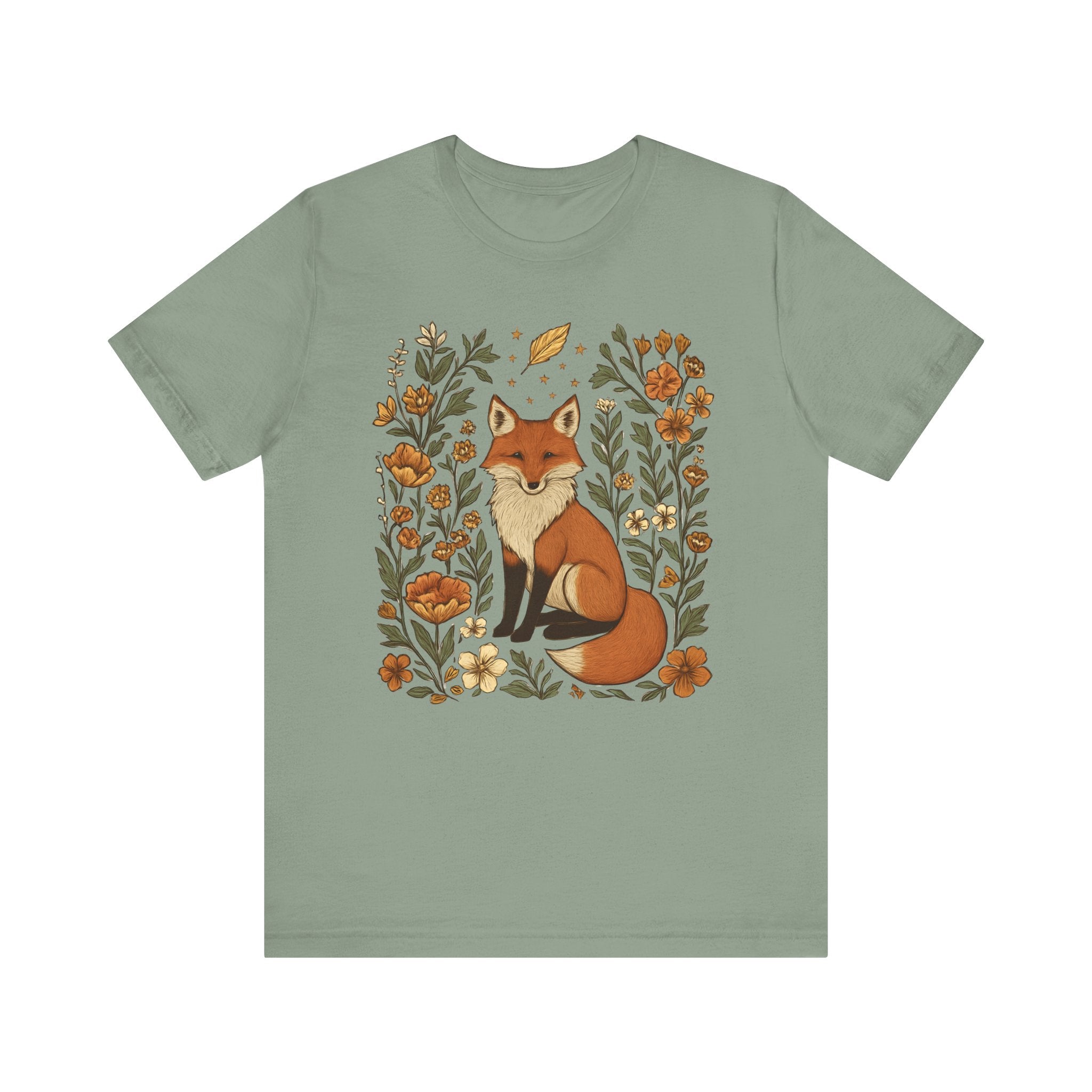 Whimsical Fox Surrounded by Autumn Blooms T- Shirt