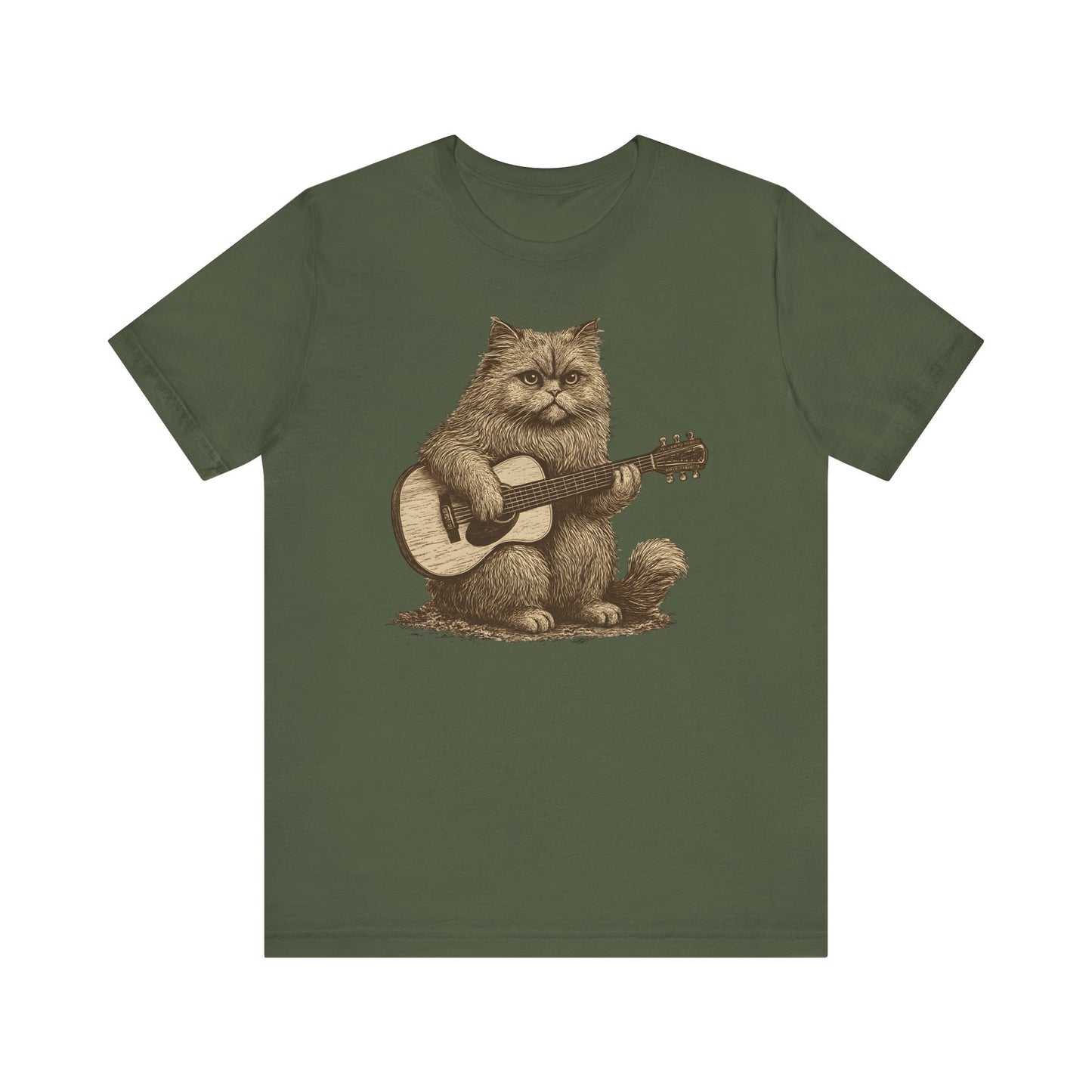 Persian Cat Playing Acoustic Guitar