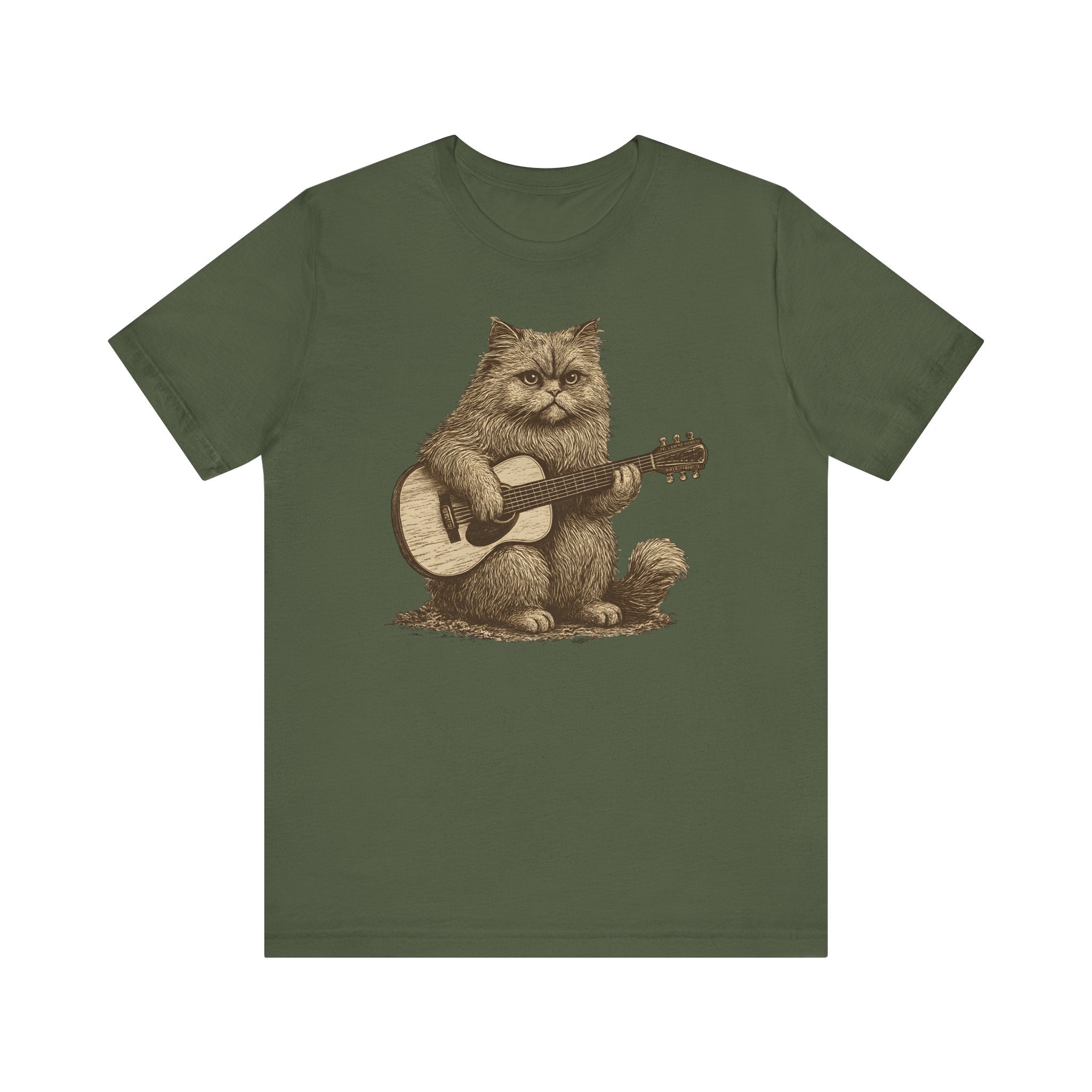 Persian Cat Playing Acoustic Guitar