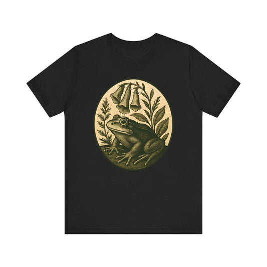 Cottagecore Frog with Trumpet Flowers T-Shirt