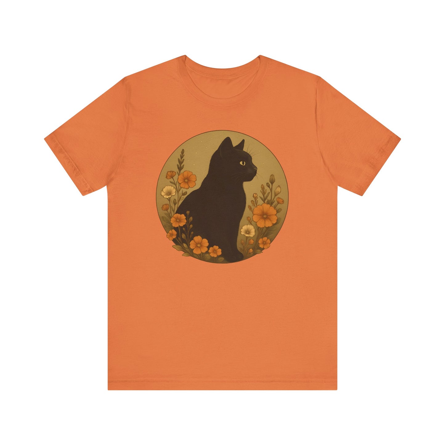 Black Cat Amidst Flowers T-Shirt