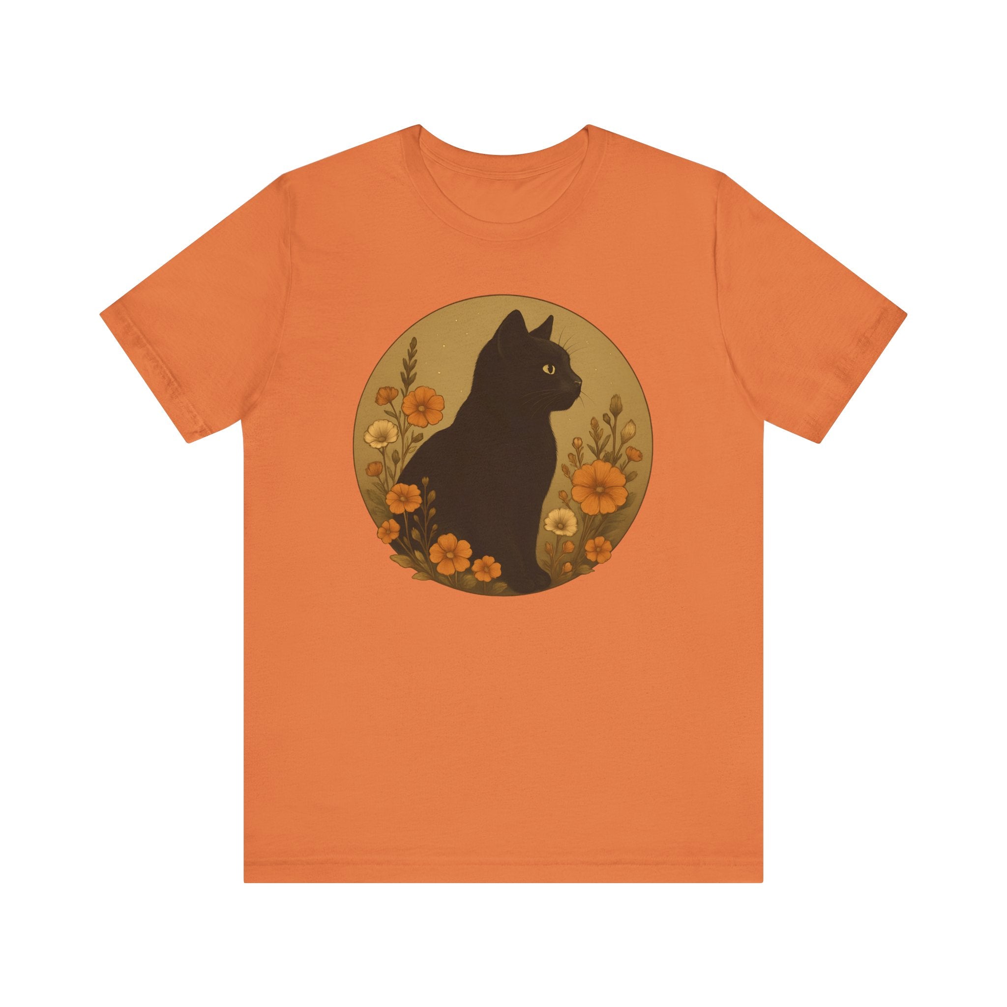 Black Cat Amidst Flowers T-Shirt