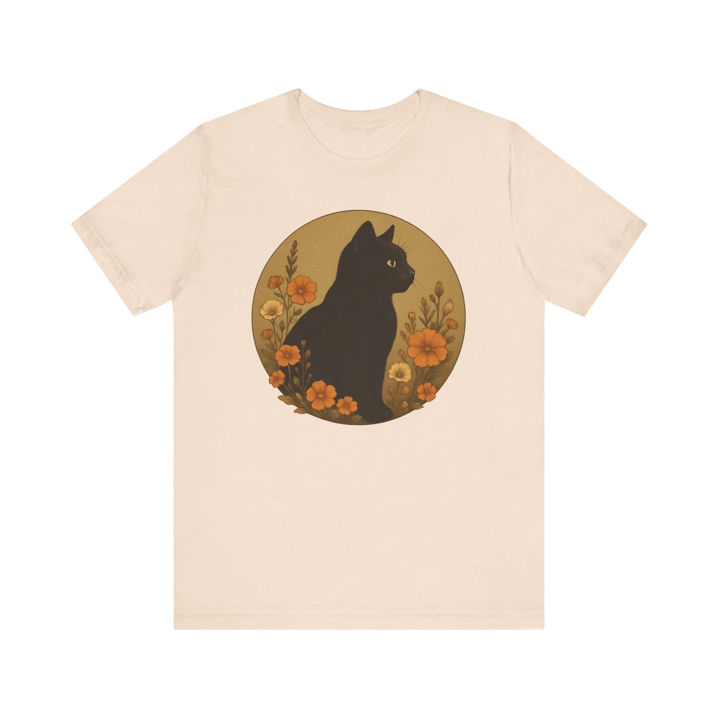Black Cat Amidst Flowers T-Shirt
