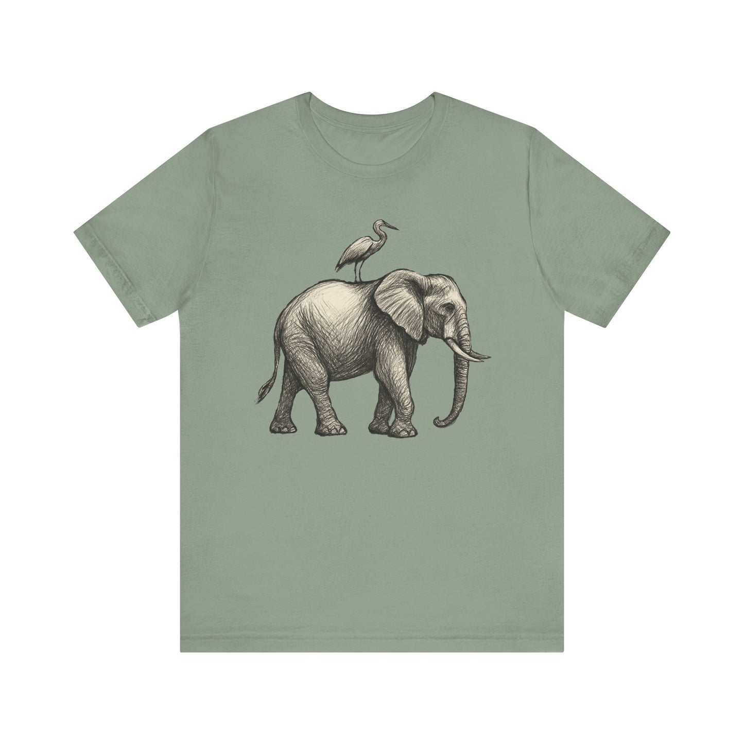 Elephant and Egret - Pastel T-Shirt