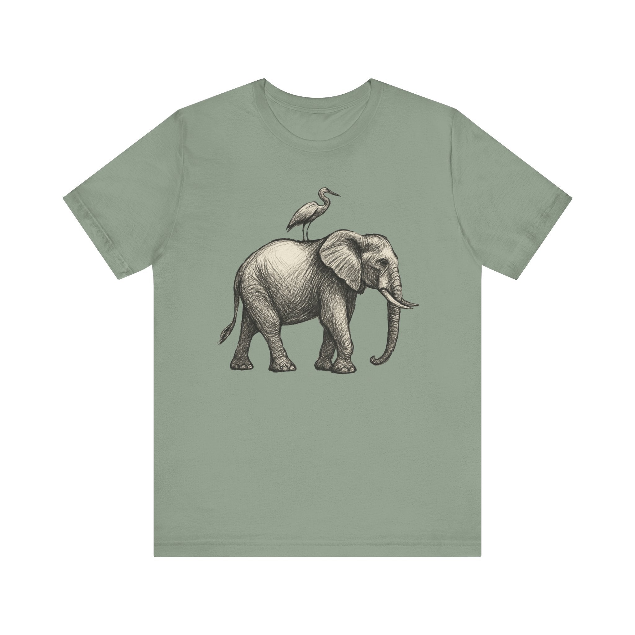 Elephant and Egret - Pastel T-Shirt