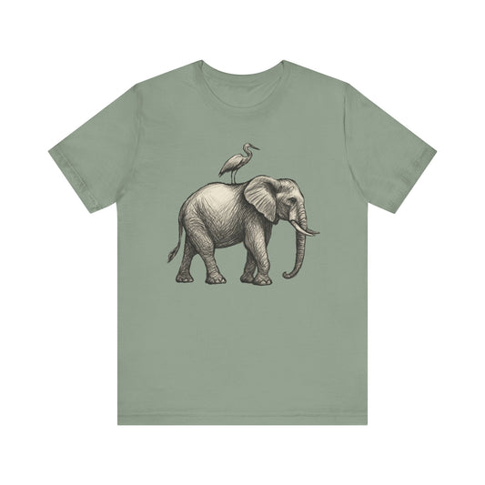 Elephant and Egret - Pastel T-Shirt