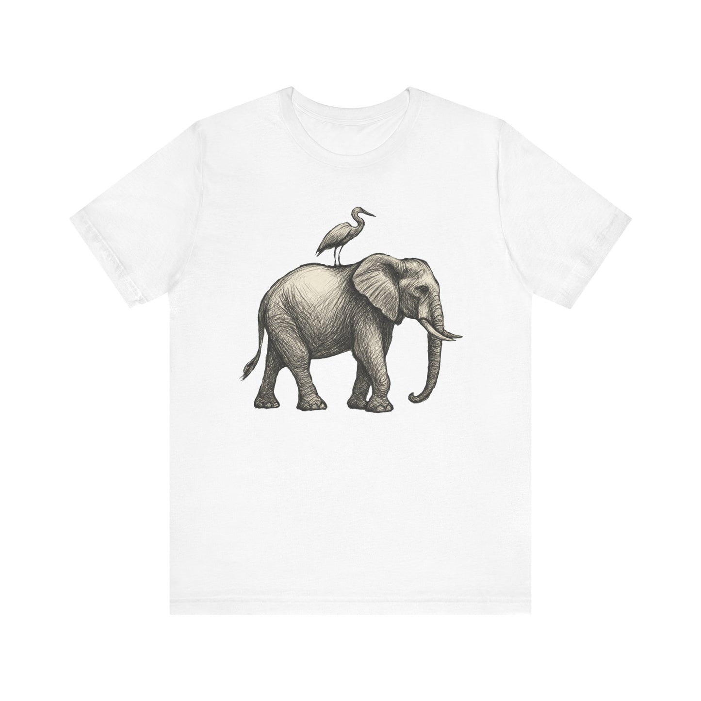 Elephant and Egret - Pastel T-Shirt