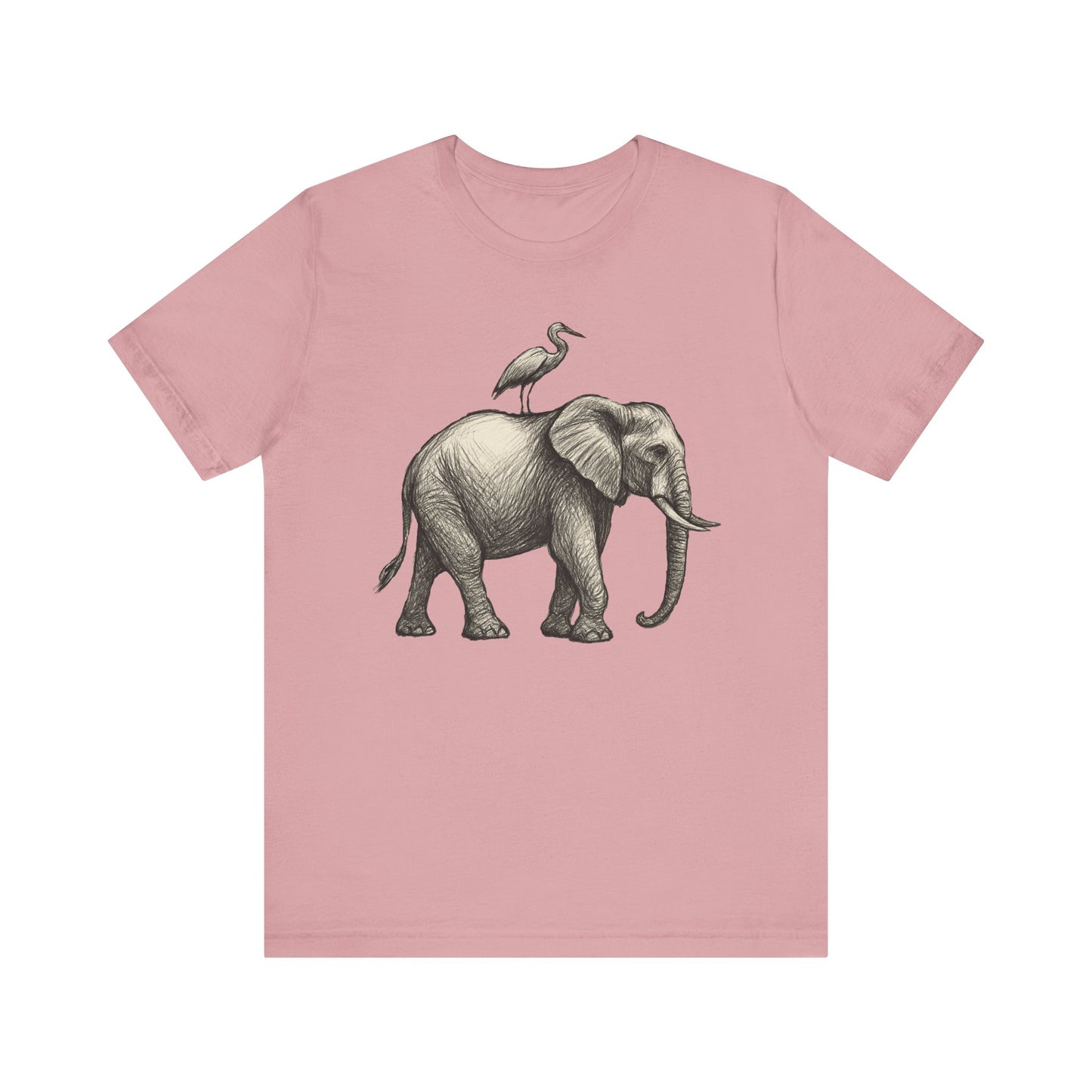 Elephant and Egret - Pastel T-Shirt