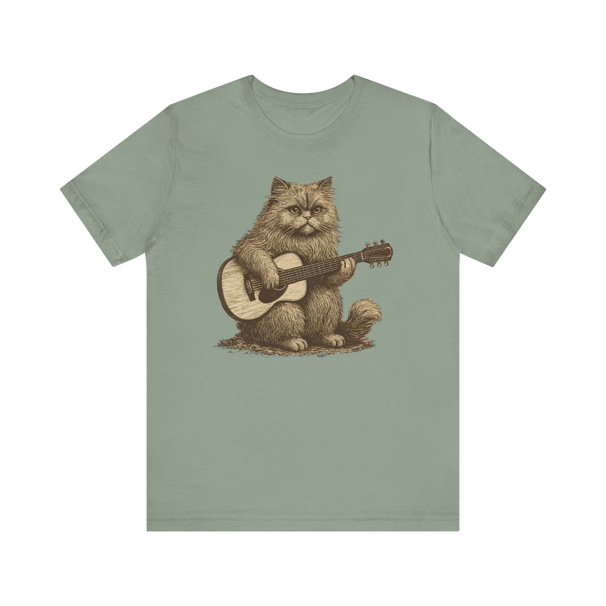 Persian Cat Playing Acoustic Guitar