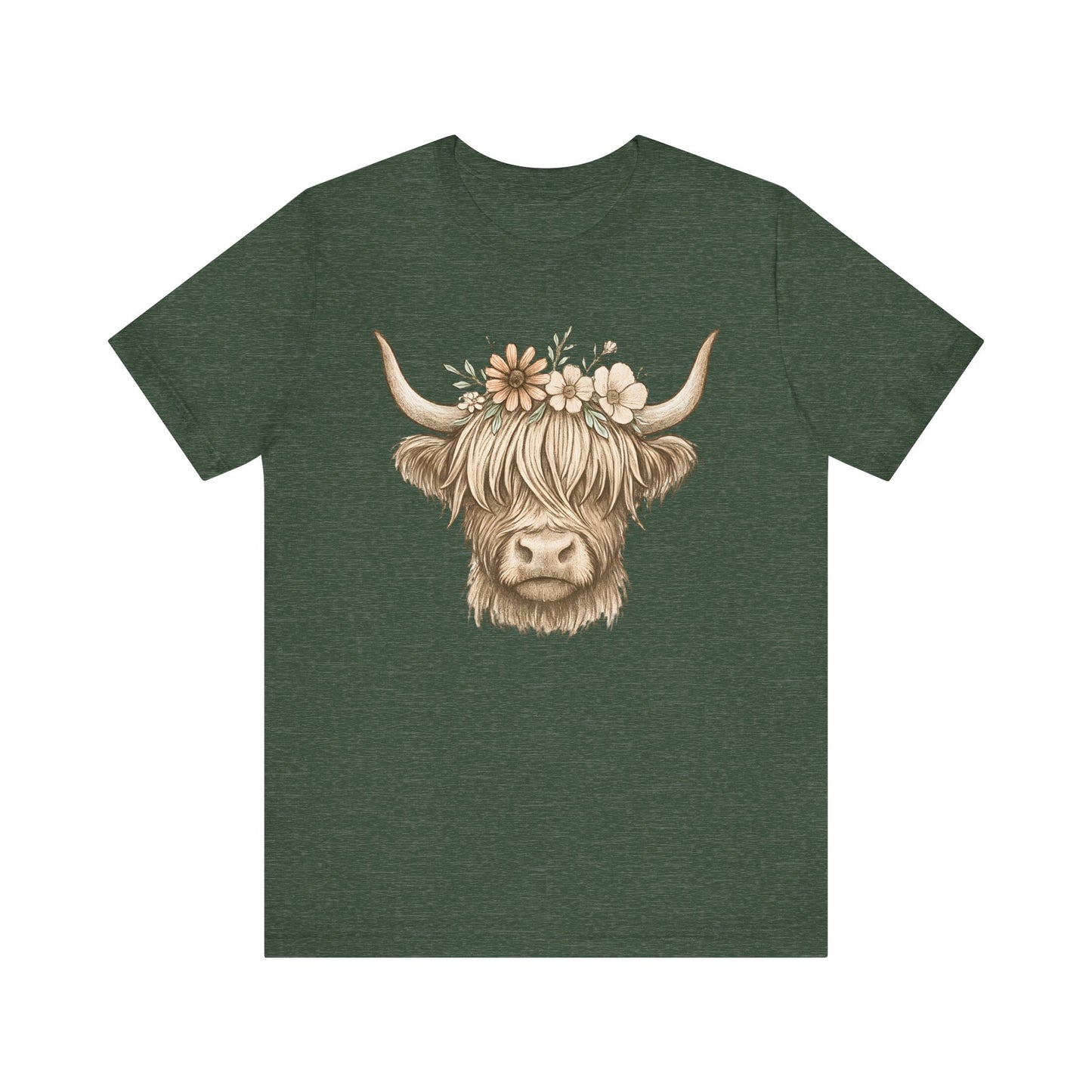 Flowery Highland Cow T-Shirt