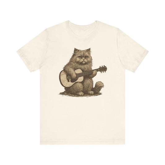 Persian Cat Playing Acoustic Guitar