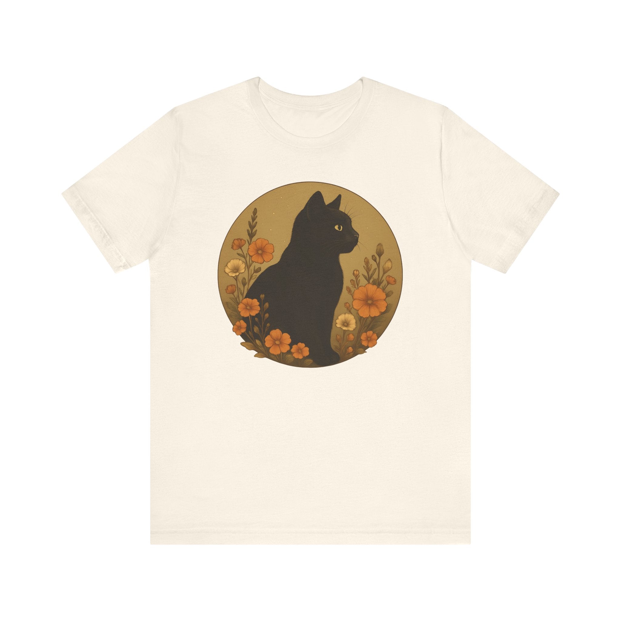 Black Cat Amidst Flowers T-Shirt