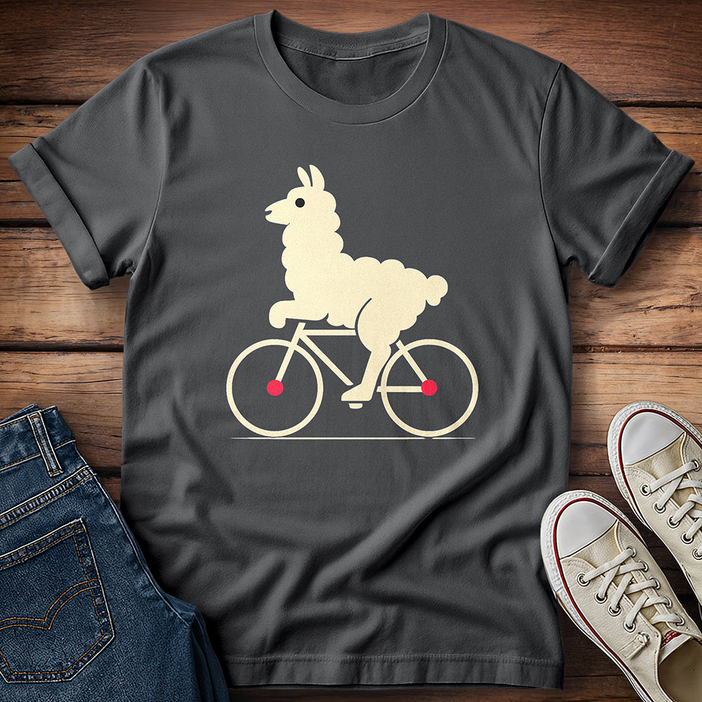 Fluffy Llama On Bike T-Shirt