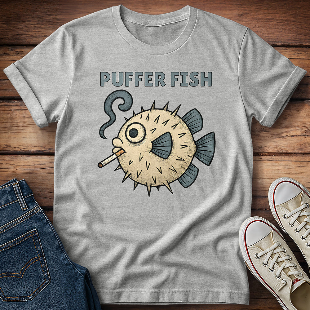 Puffer Fish Cigarette Text T-Shirt